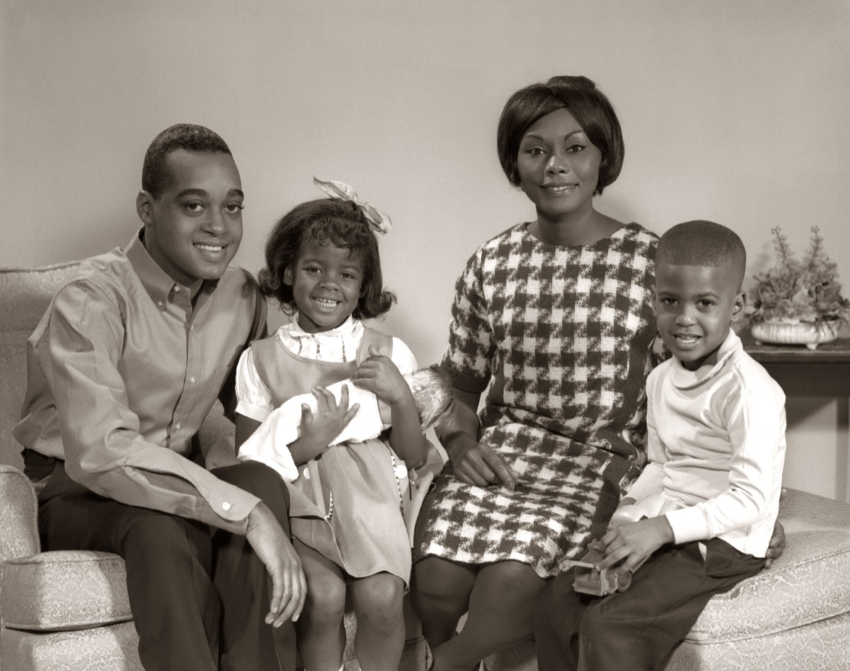 1960s black husband, wife, and their three kids, shows how different parenting was in the 1950s