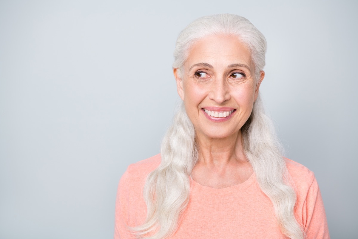 Woman with Gray Hair Half Up Half Down