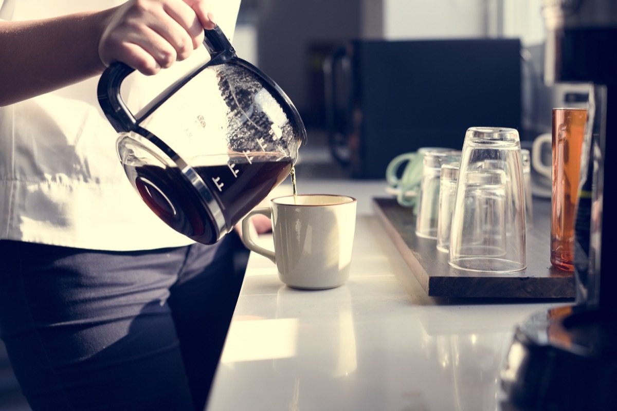 Man making coffee at home