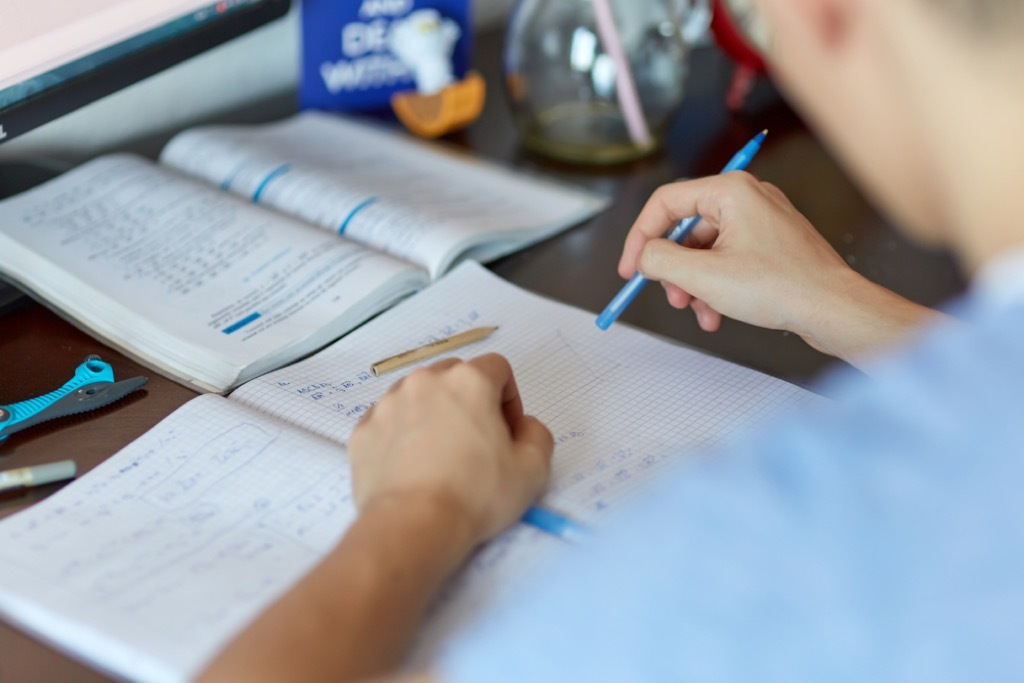 boy doing homework