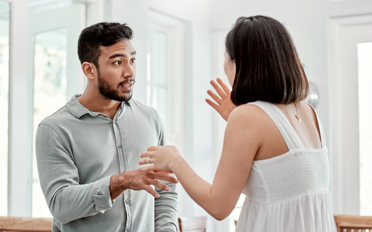 Shot of a young couple having an argument at home