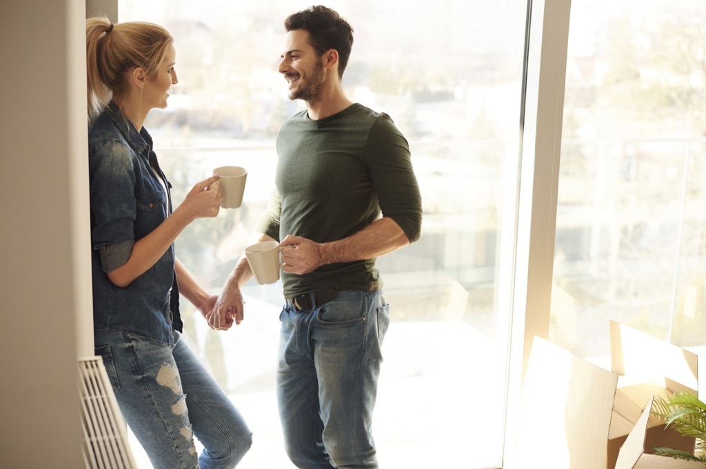 happy couple at home