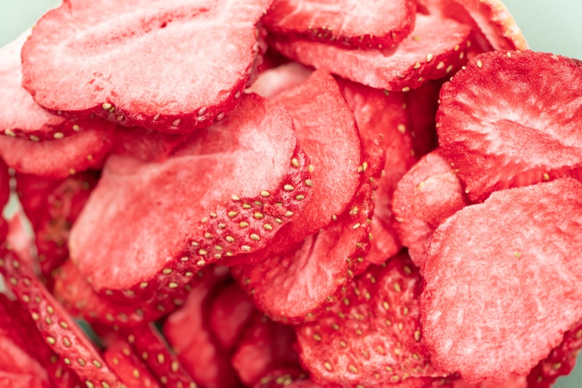 freeze dried strawberries on the table