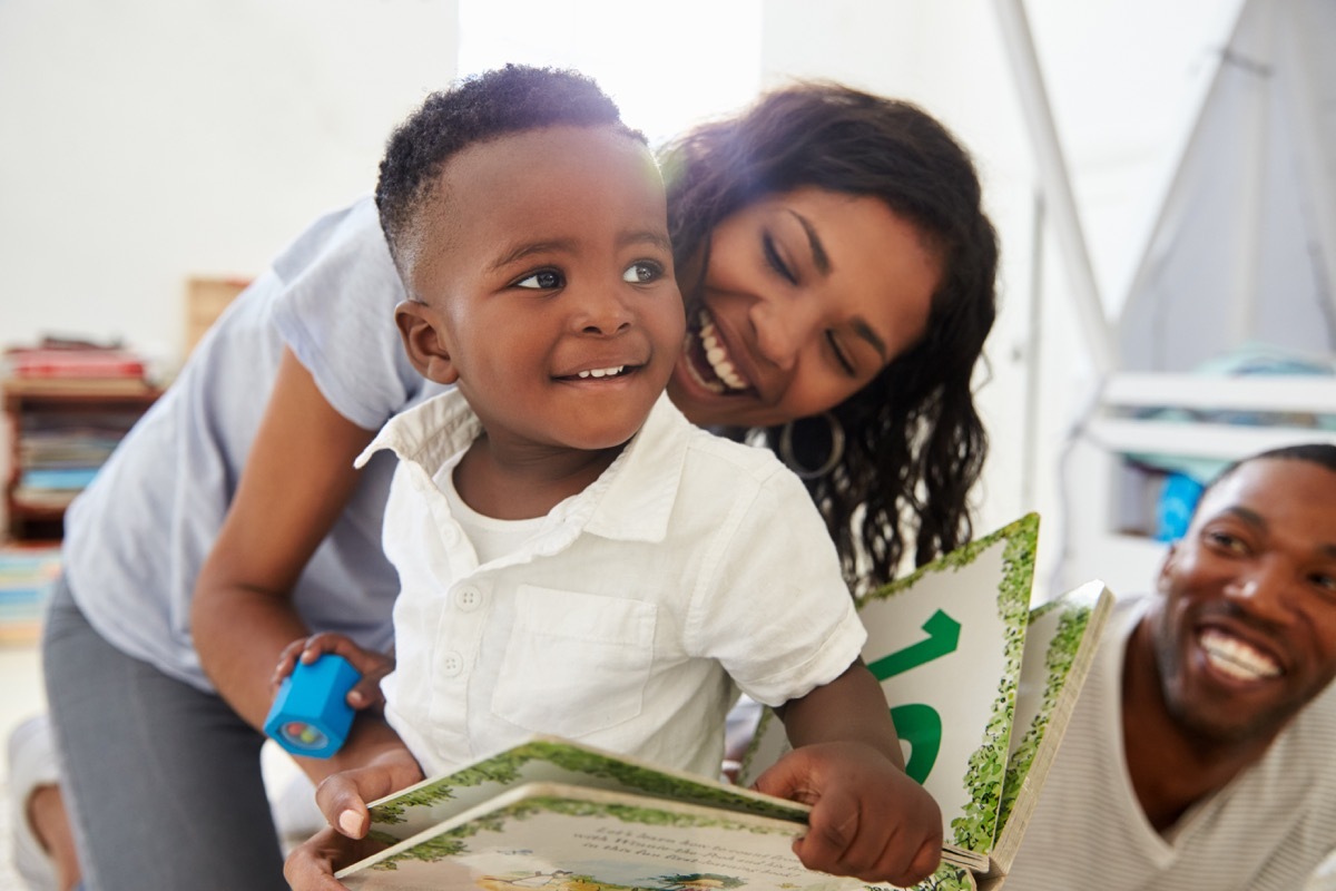 black mom and dad with young son