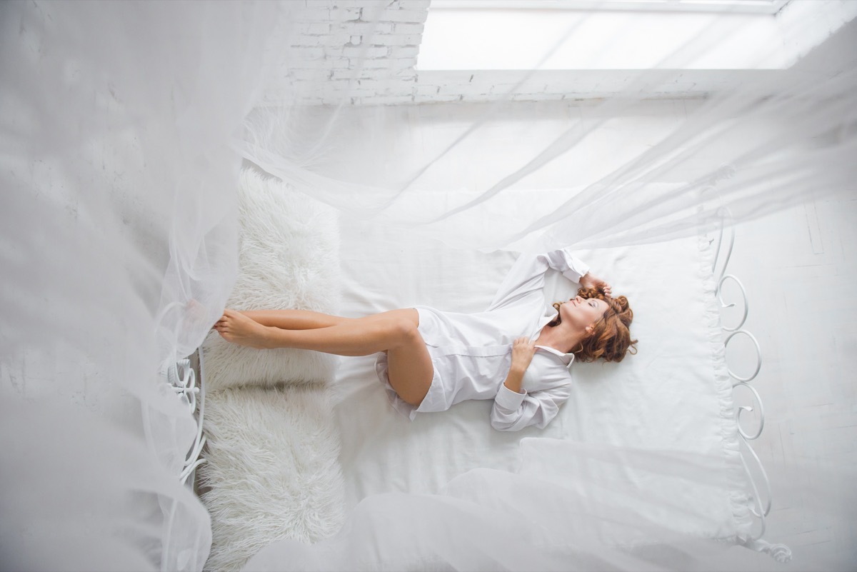 woman sleeping with her feet up