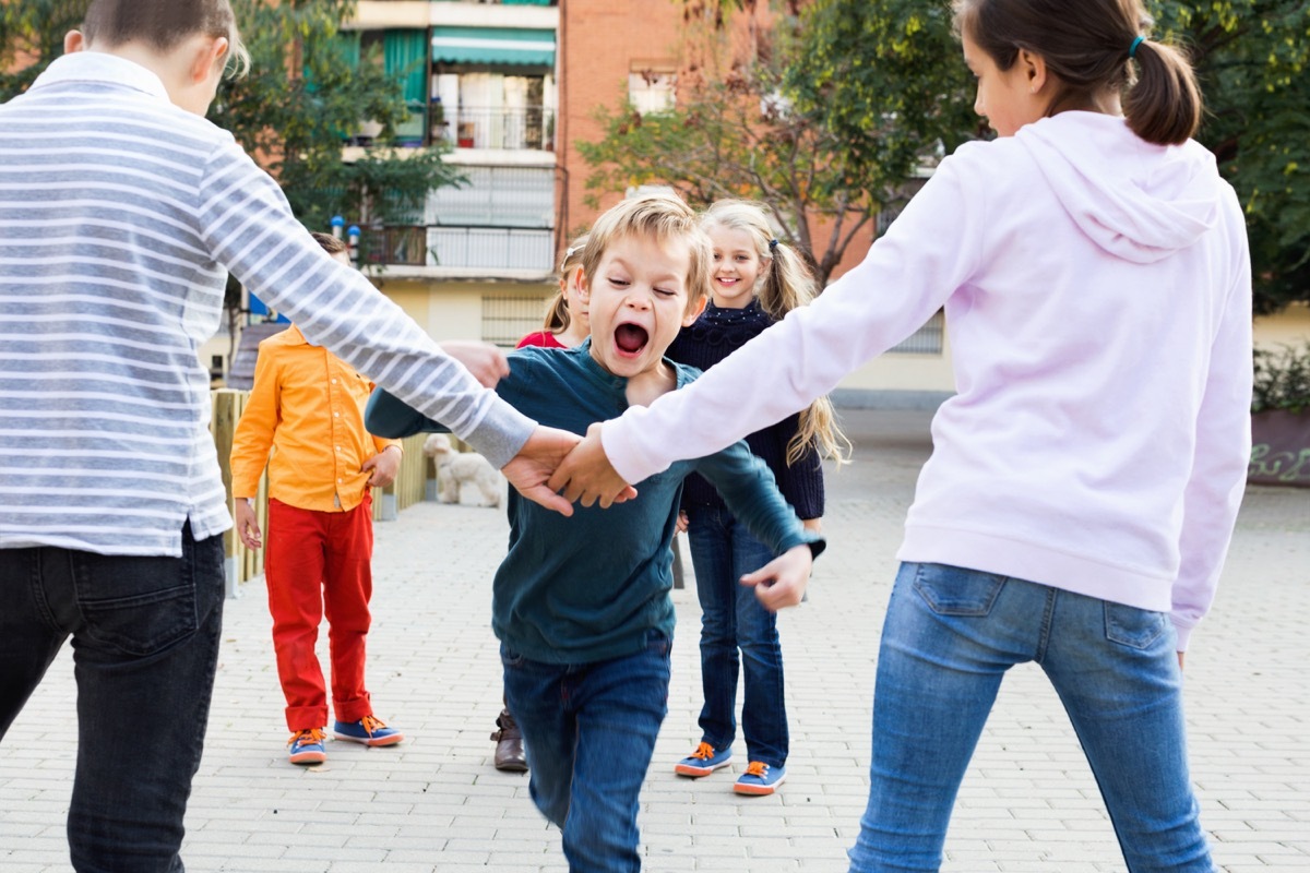 Kids playing red rover