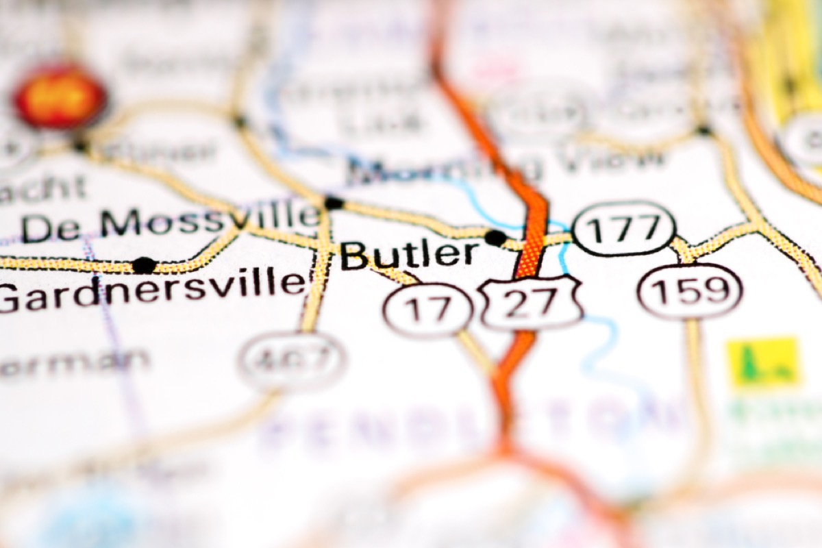 butler county kentucky on a map