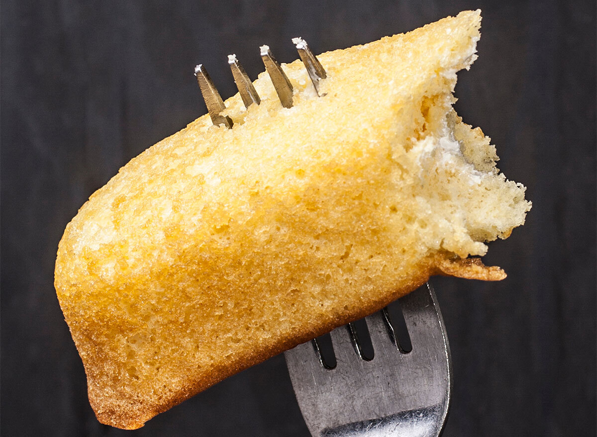 vanilla twinkie on fork