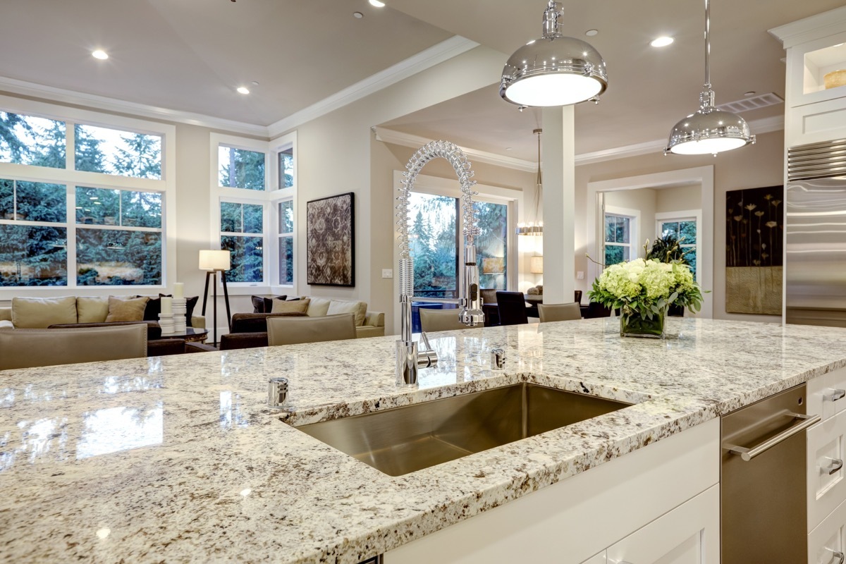 Granite countertop in kitchen