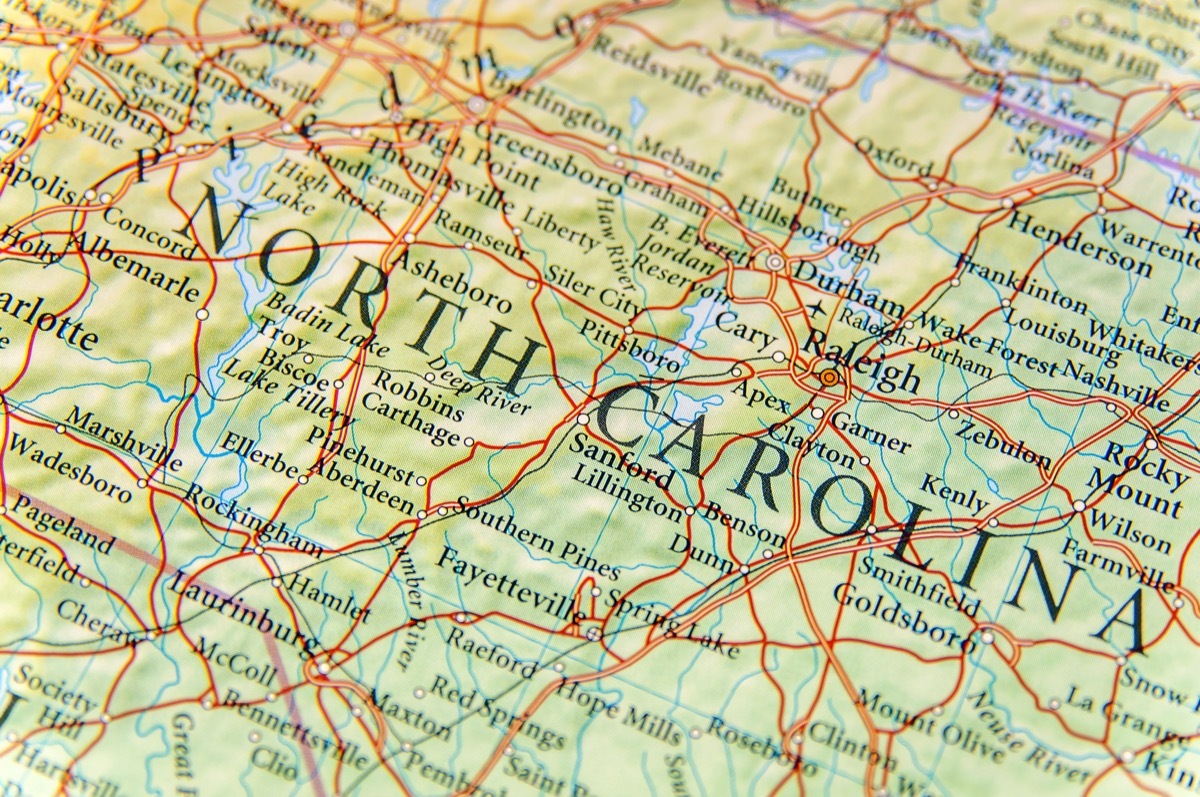 north carolina geographical map state natural wonders