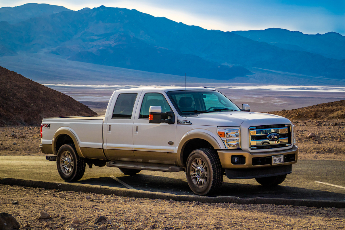 White Ford F-350 truck