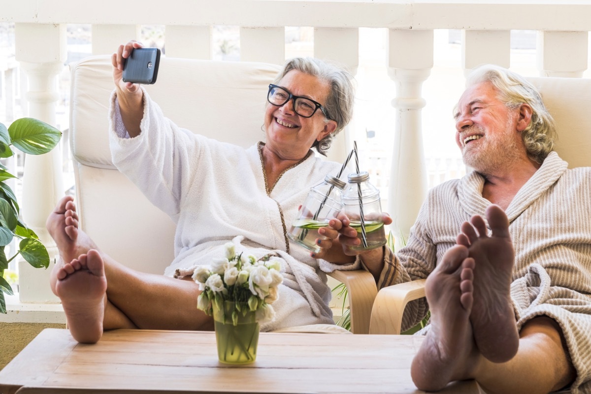 Couple doing an at-home spa while face-timing