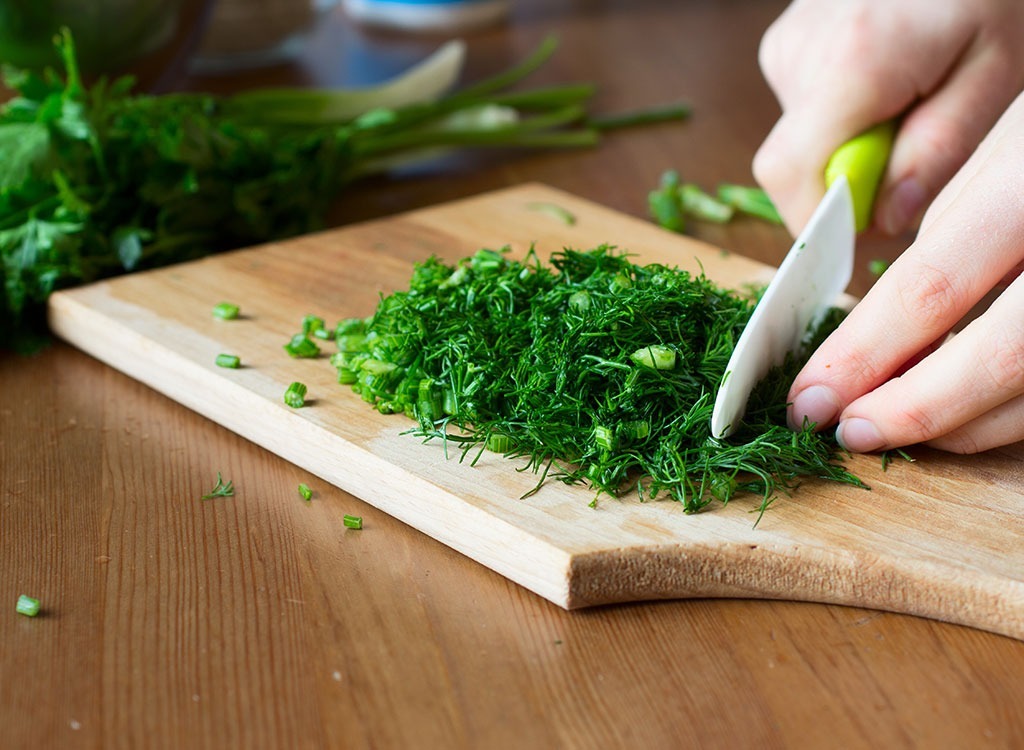 cutting herbs