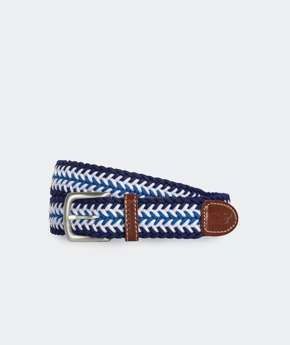 blue and white braided belt