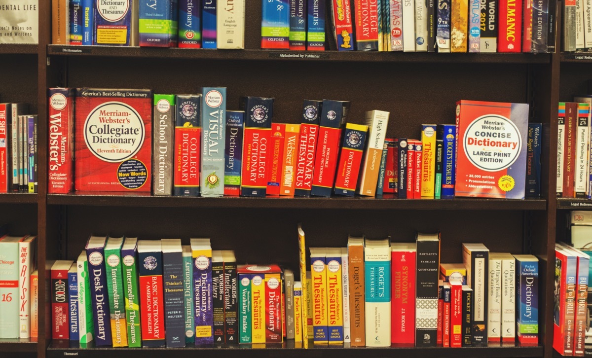 Shelves of dictionaries