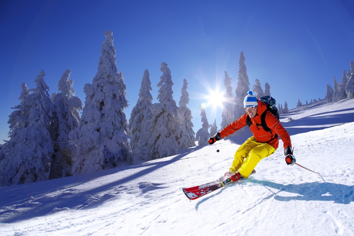 Man skiing down a mountain