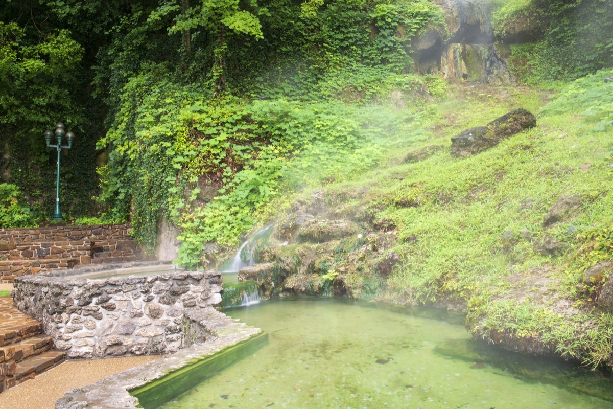 Little waterfalls and pond in Hot Springs National Park Hot Springs Arkansas