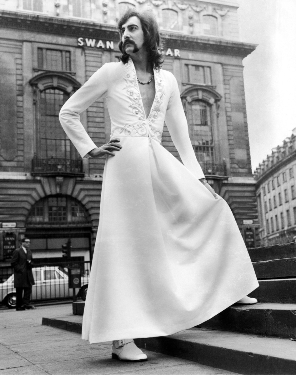 man wearing a caftan in the 1970s