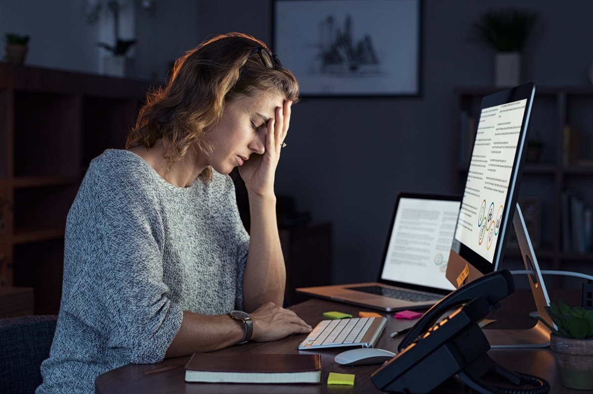 Woman Working Late