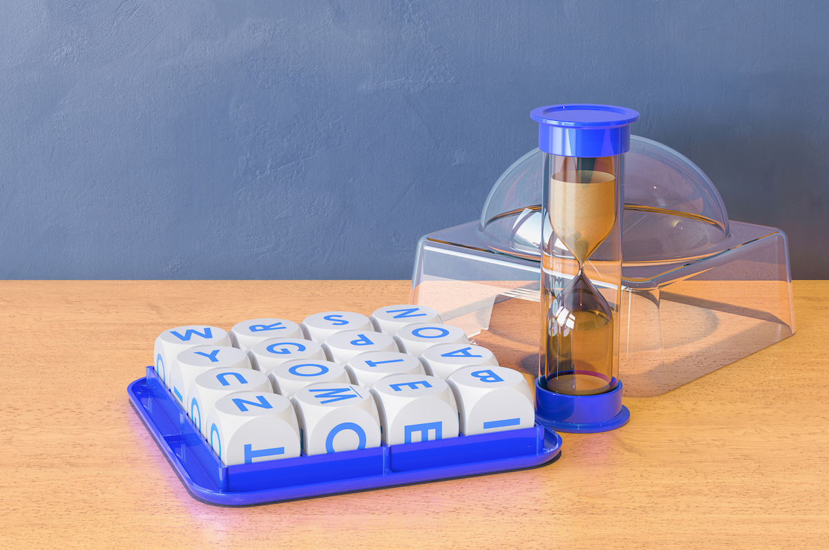 Boggle Board Game on a wooden table