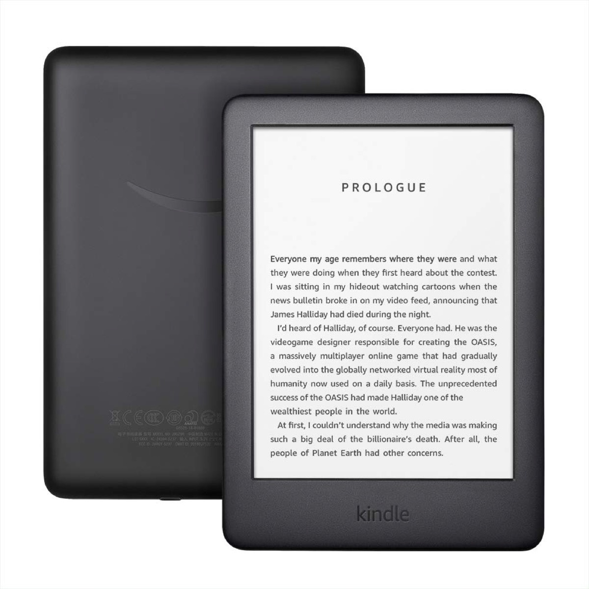 kindle e-reader on white background