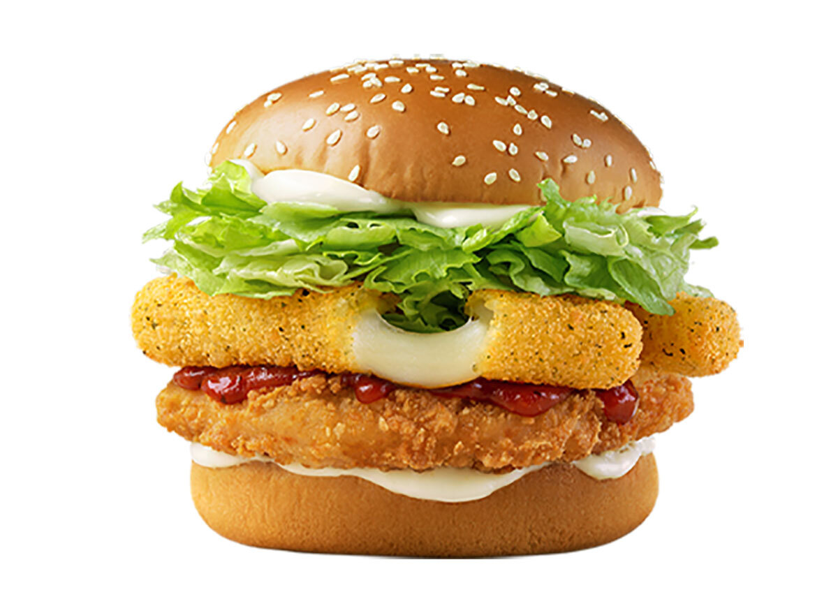 mcdonalds korea chicken sandwich with mozzarella sticks