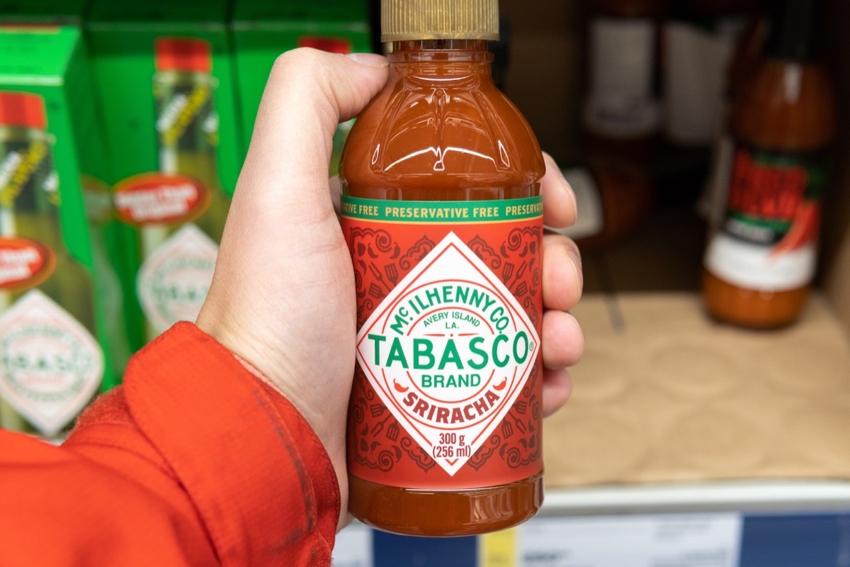 bottle of tabasco sriracha sauce