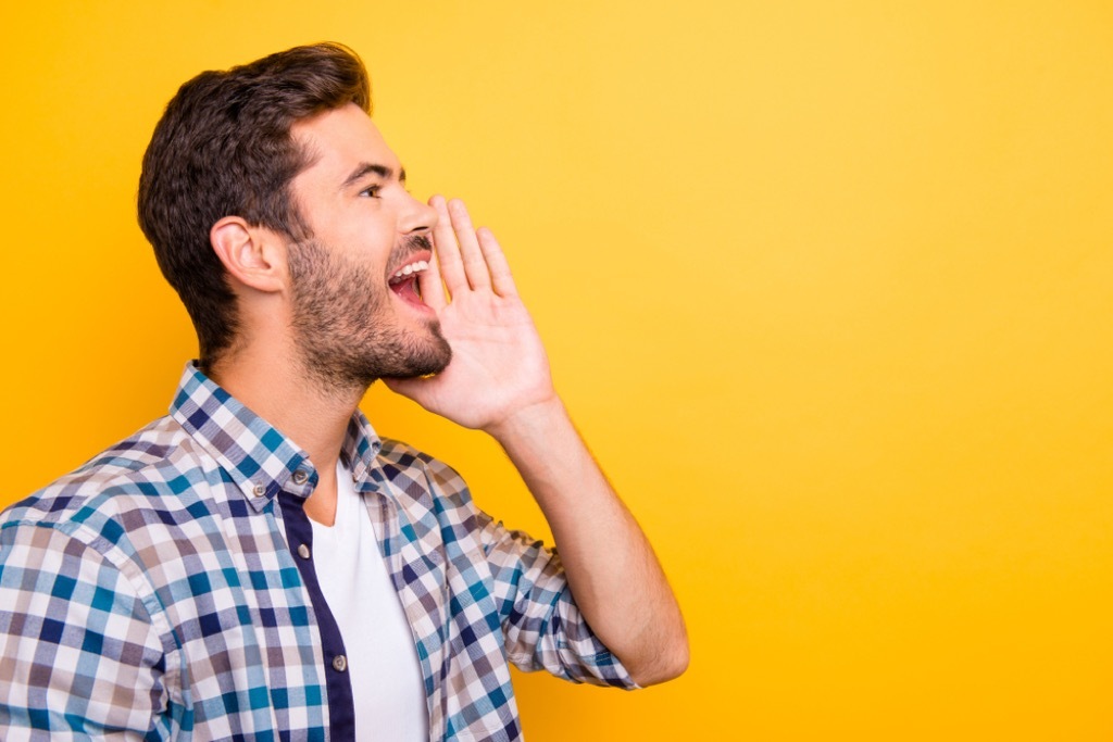 young man shouting