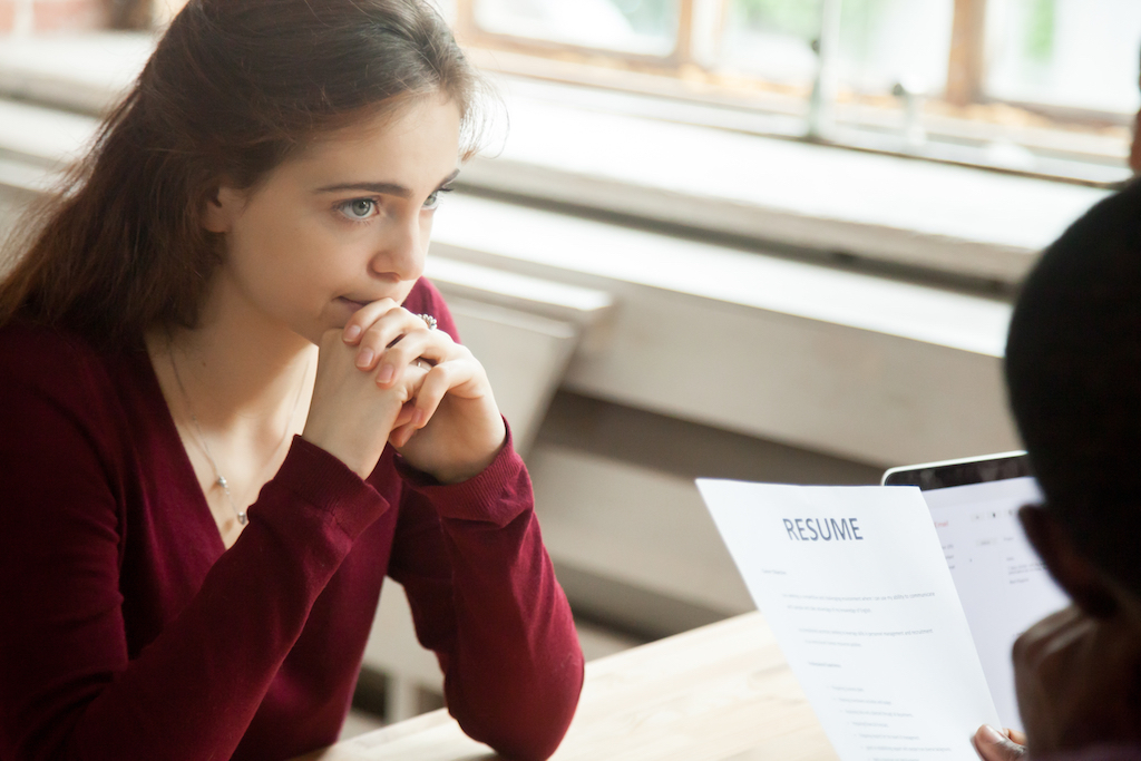 Woman is Nervous During a Job Interview Illegal interview questions