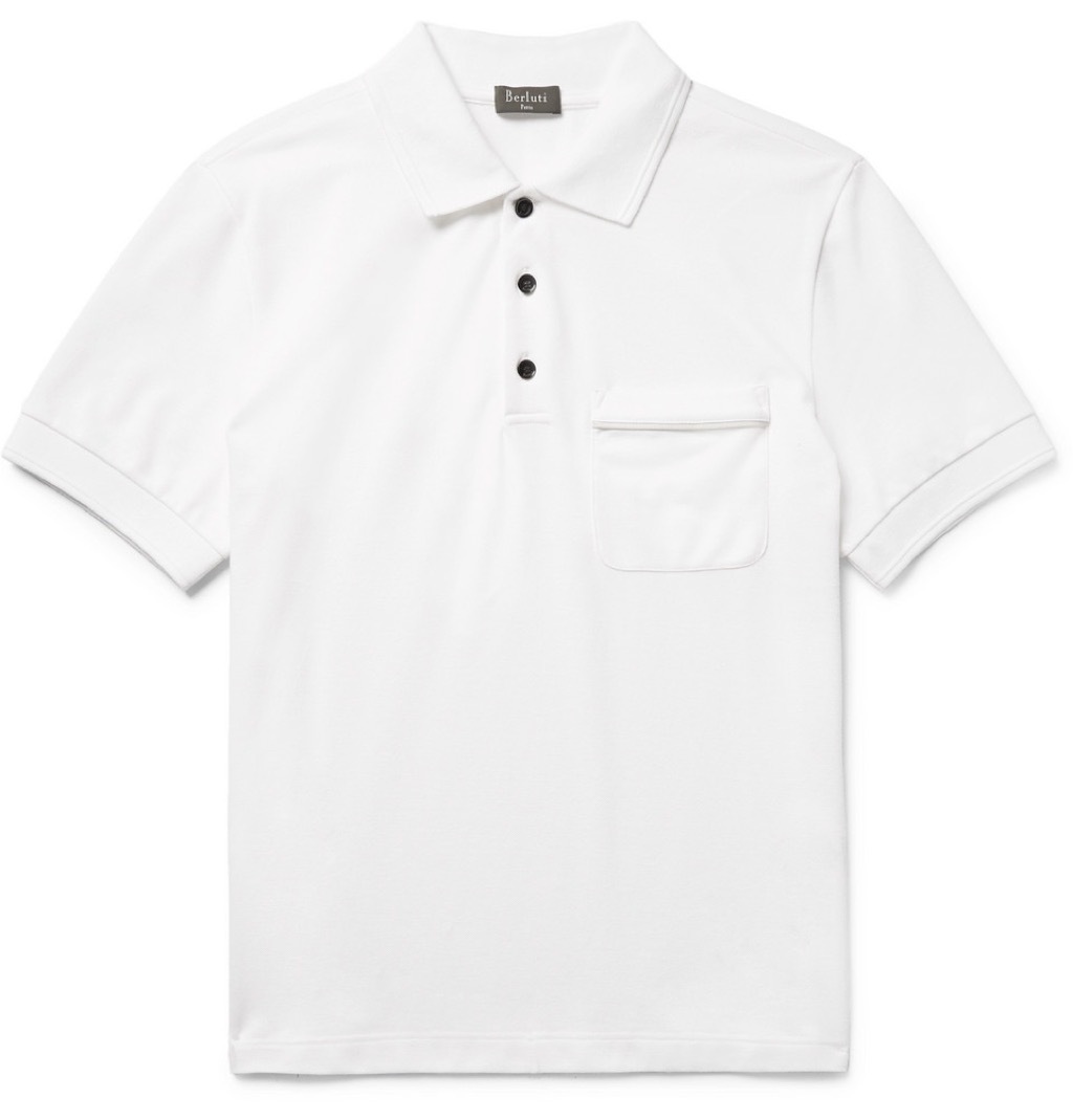 BERLUTI leather trim polo Italian Style 