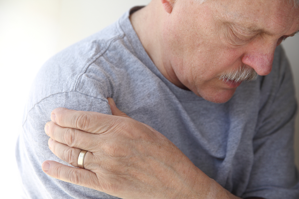 man with a shoulder injury, rotator cuff