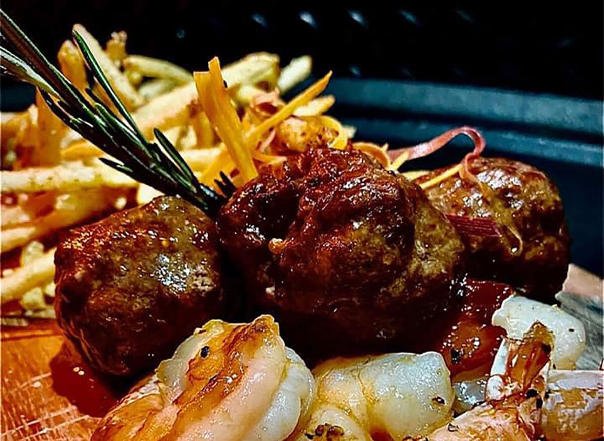 steak with shrimp and fries