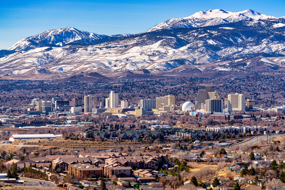 The skyline of Reno, Nevada