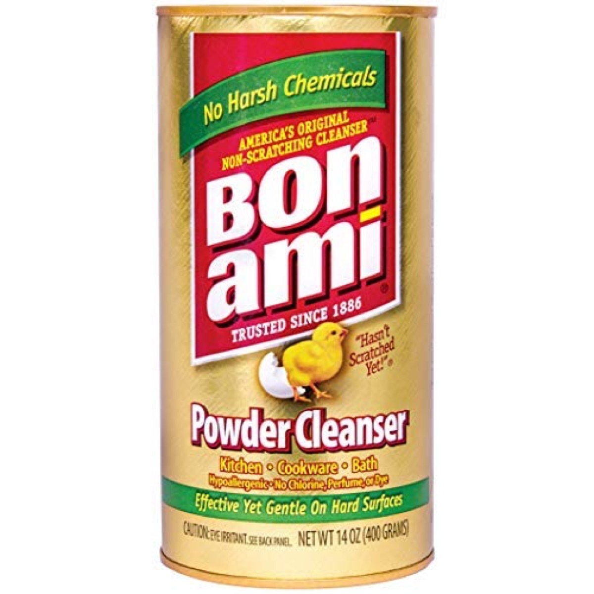 gold jar of bon ami cleanser, earth friendly cleaning products