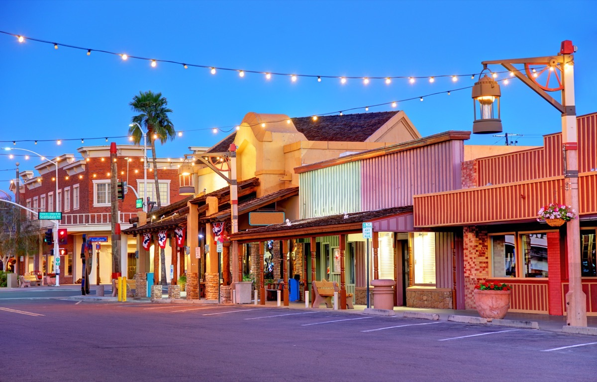 cityscape photo of downtown Scottsdale, Arizona at night