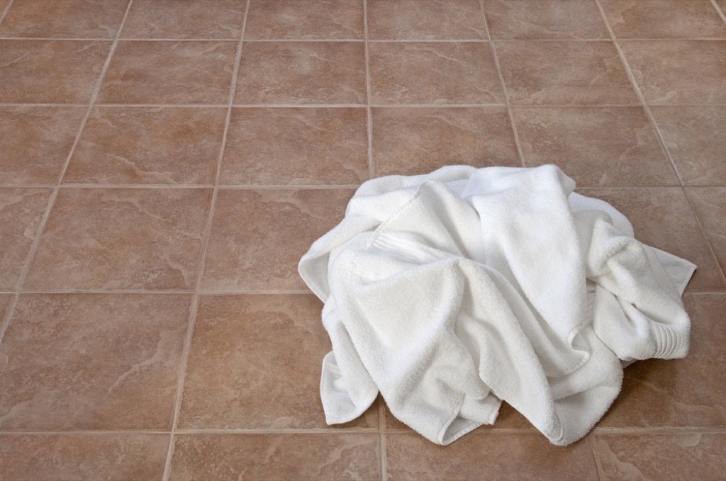 towels on floor things to throw away 