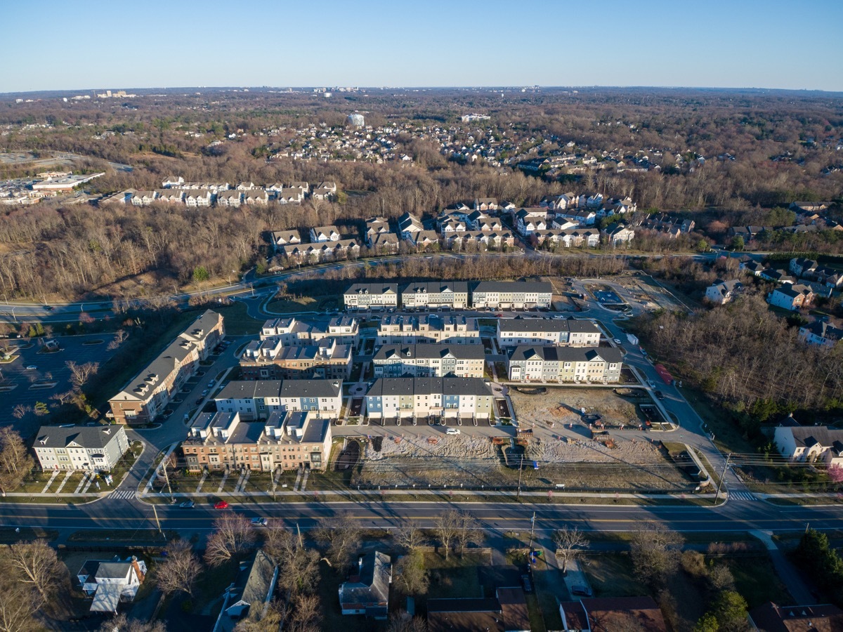 Aerial view of Travilah neighborhood in Montgomery County, Maryland