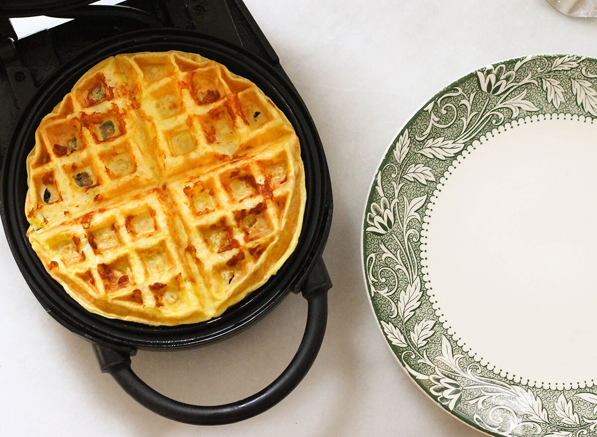 Finished keto waffle in the waffle maker