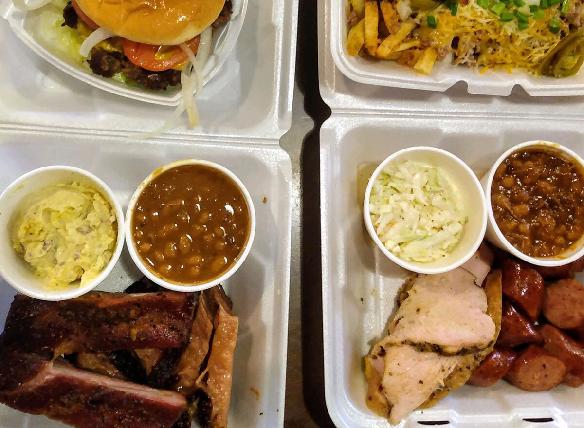 plates of barbecue with sides