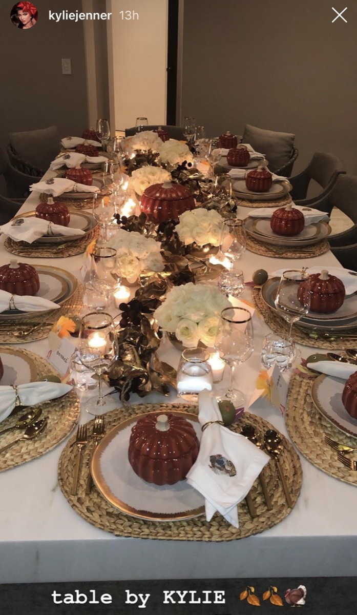 an instagram post of kylie jenner's friendsgiving spread