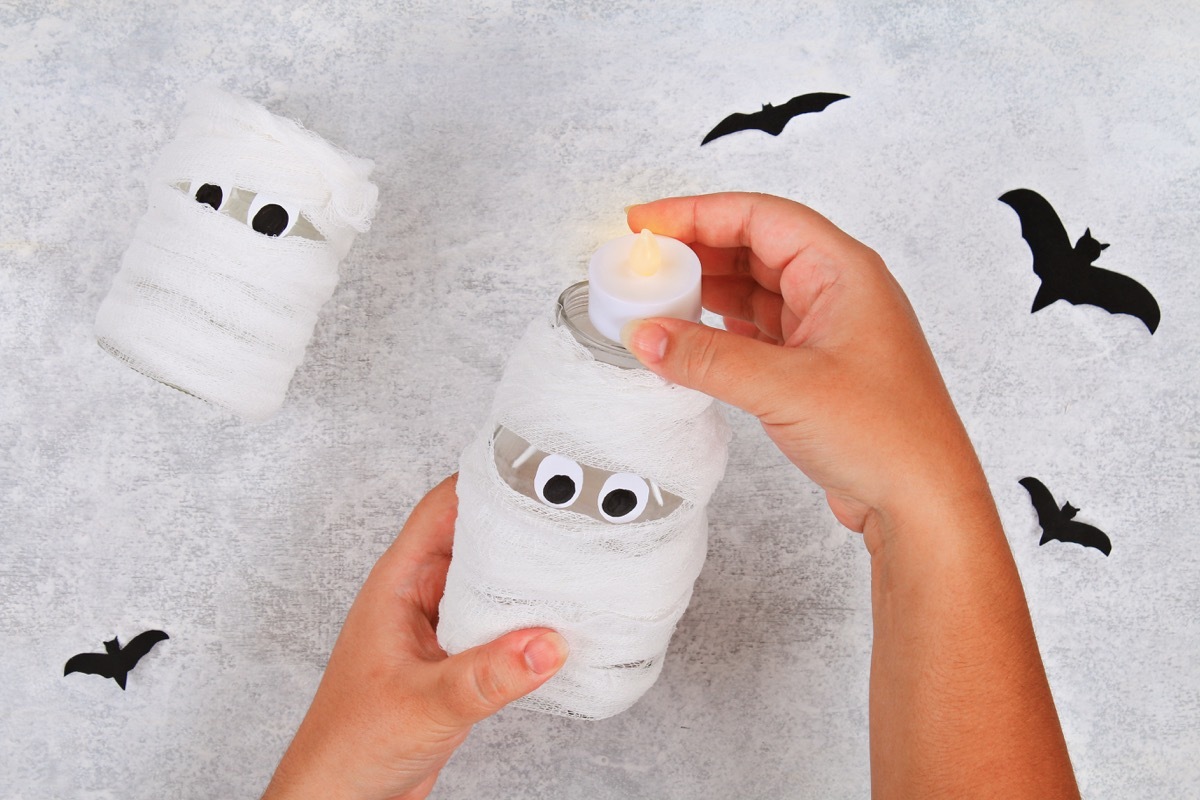 Mummy Tea Light Holders Halloween Crafts