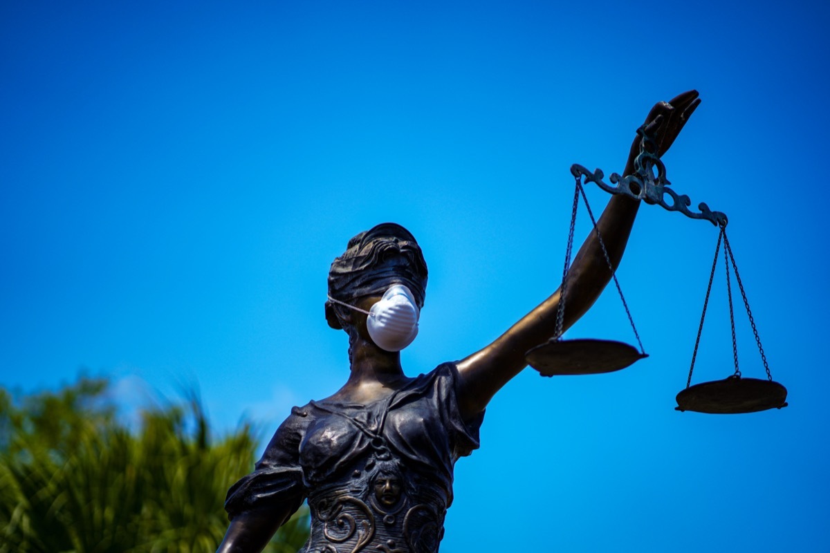 Statue with balance scale at riverfront park Columbia South Carolina