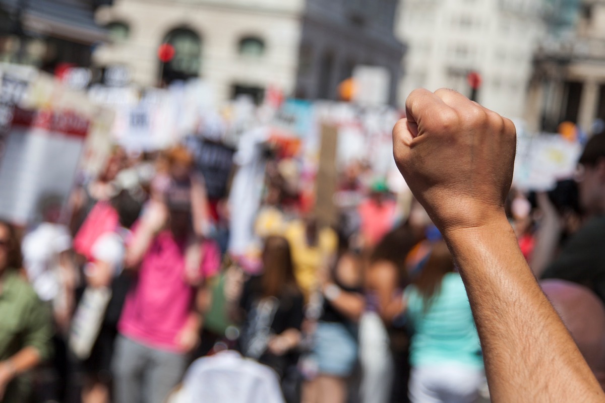 political protester with their fist up