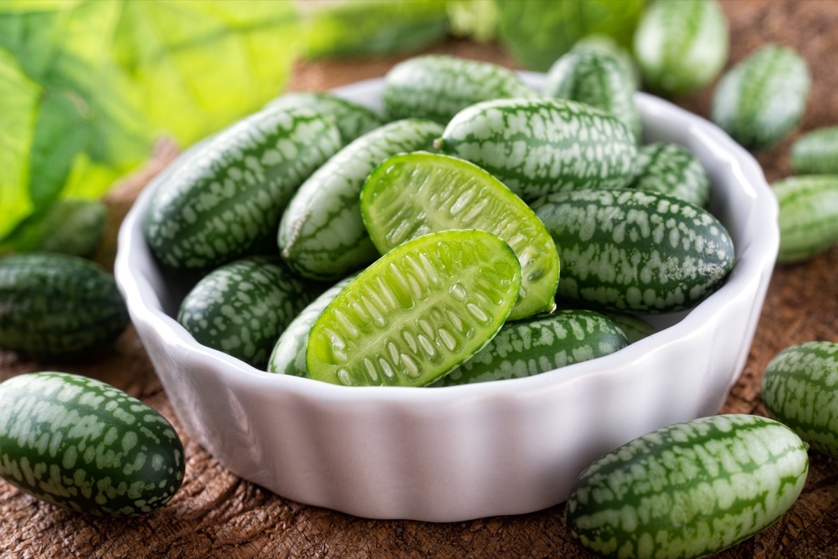 cucamelons, little watermelon citrus fruits sitting in a bowl