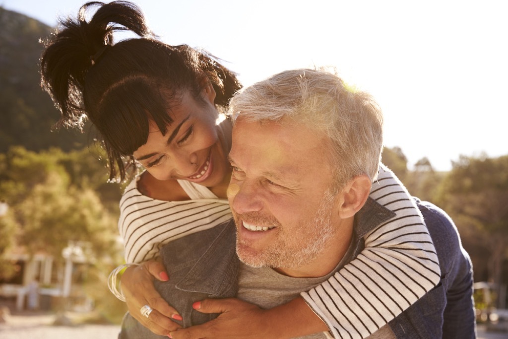 older couple flirting outside, better wife after 40