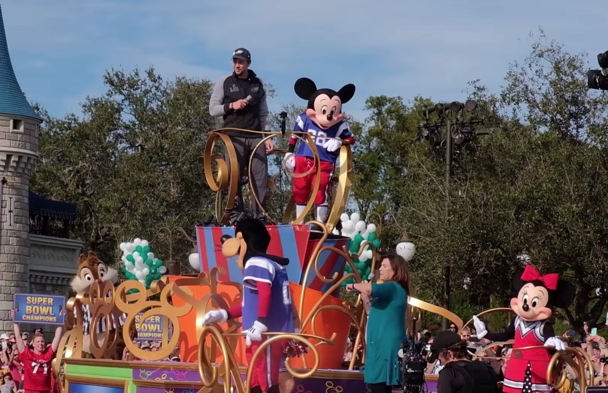 Nick Foles on a float at Disney World