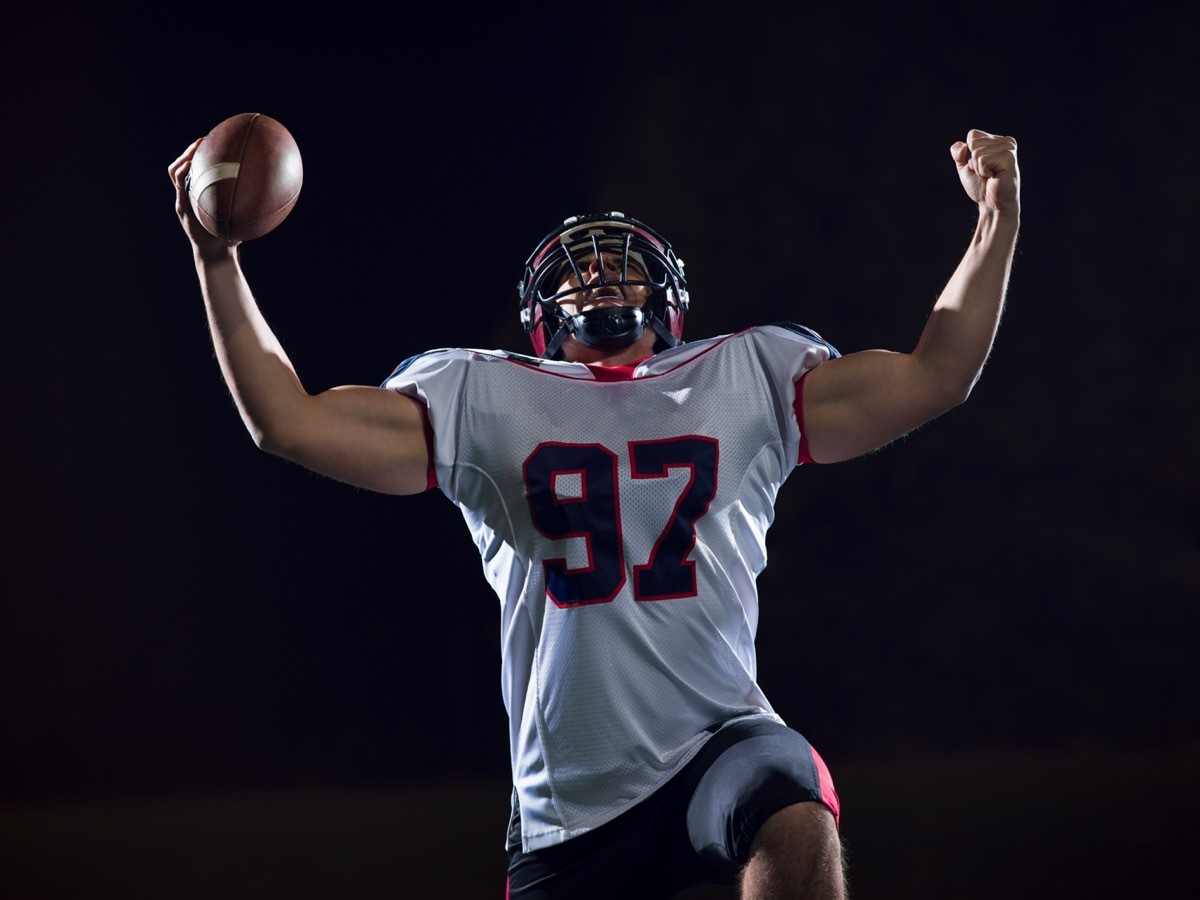 American football player celebrating