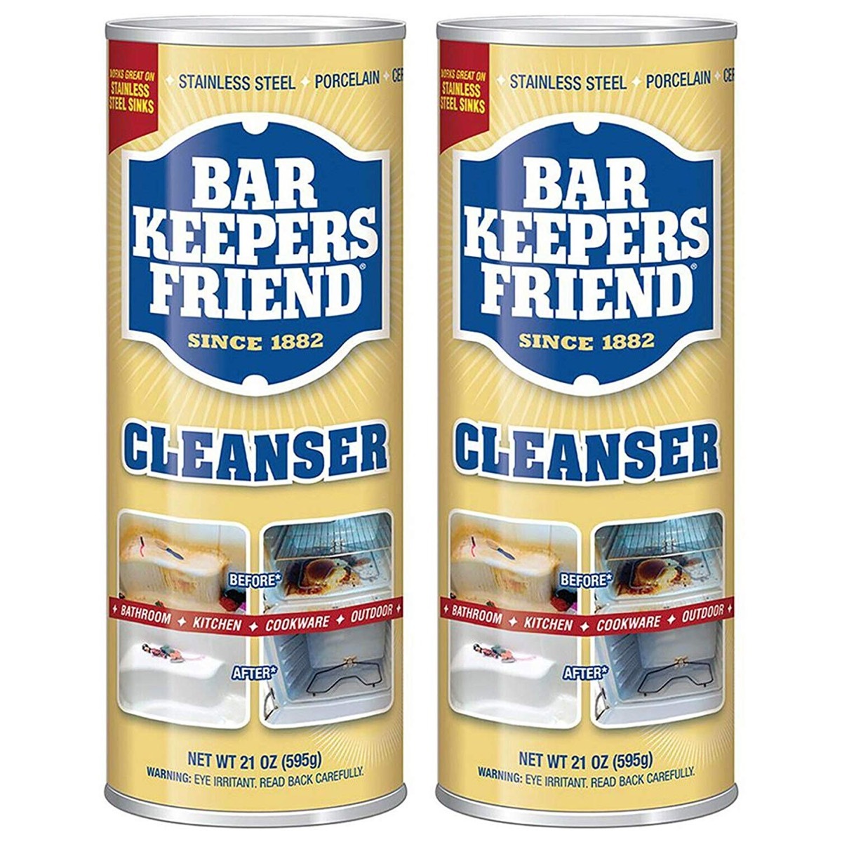 two bottles of bar keepers friend, essential home supplies