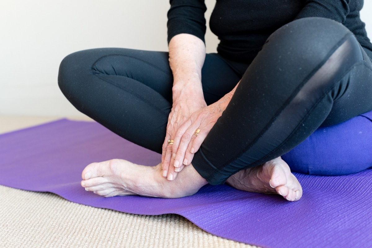 Older Woman in Black Leggings