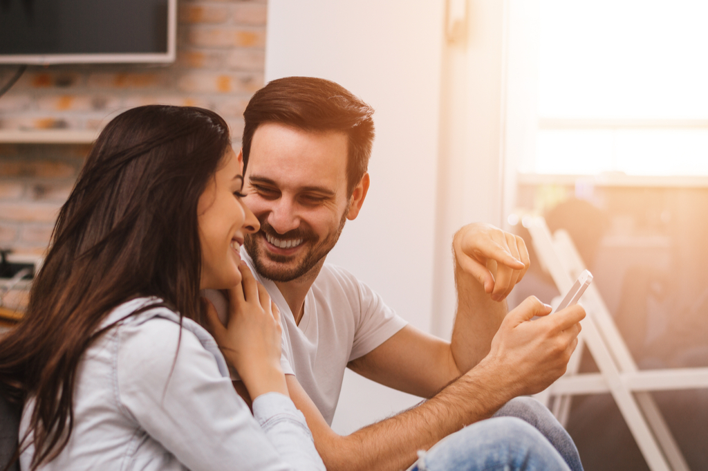 Man and Woman on Phone Valentine's Day